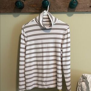 Banana Republic Black and White Striped Turtleneck